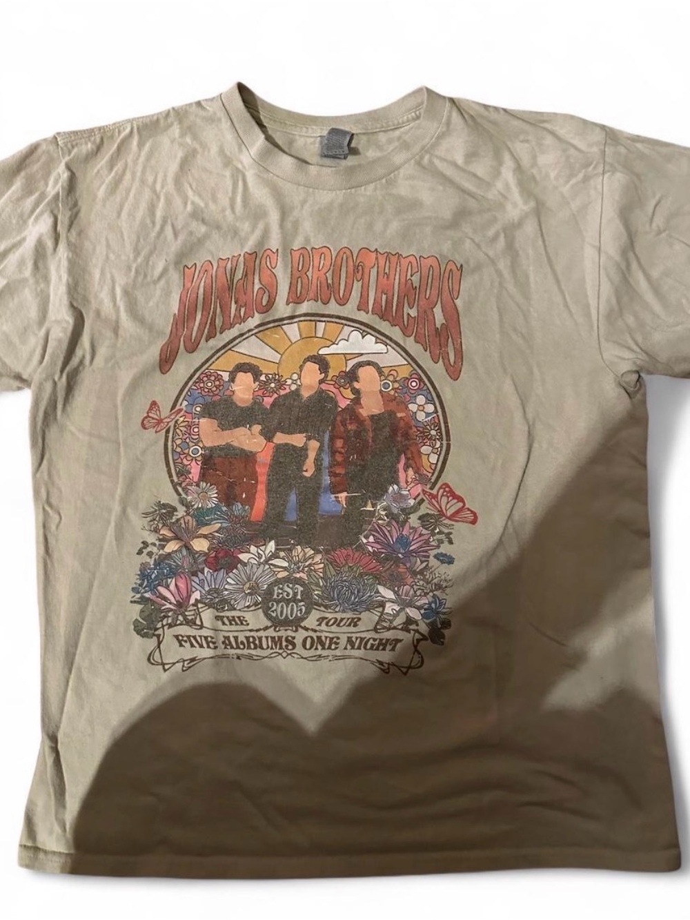 Jonas Brothers Beige Graphic Short Sleeve Tee